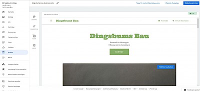 Google MyBusiness Webseite - Beispiel Dingsbums Bau